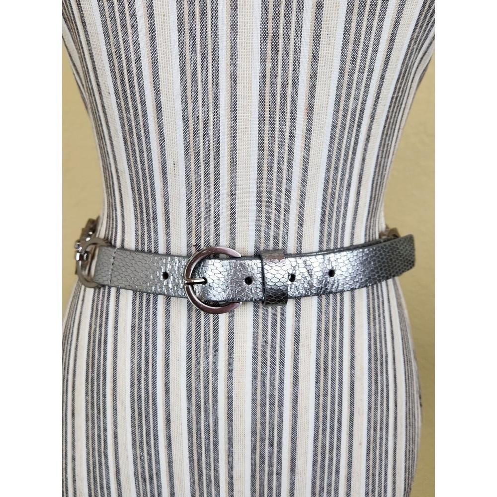Via Spiga Belt Silver Ring Italian Leather Silver Buckle Chain Women's Size S